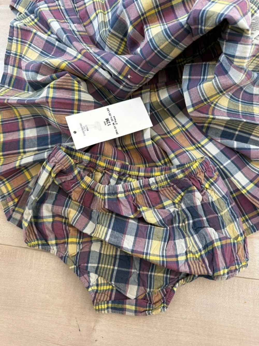 Ralph Lauren Plaid Button-Front Girls Dress in Navy, Burgundy & Yellow